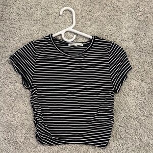Zara Black and White Striped Short Sleeve Tee